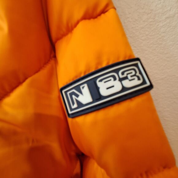 Nautica Poly Hooded Regular Fit Puffer Jacket Mens Sz Large Hunt Orange NWT $175 - Picture 6 of 13